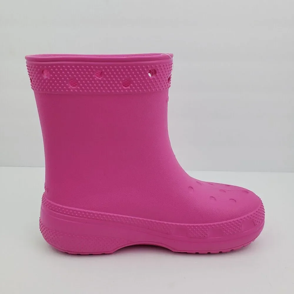 Crocs Classic Boot Girls Size 3Y Pink Pull On Comfort Boots Shoes 208544-6UB